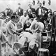 Rudolf Virchow observing an operation on the skull in a Paris Clinic, Historischer Bilderdienst, Berli, 1900.
